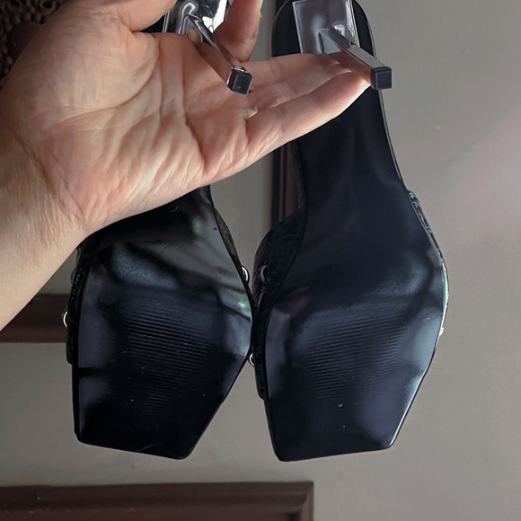 SOLD | Cape Robbin Tennon Faux Crocodile Square Open Toe Shoes Heels - Picture 6 of 15